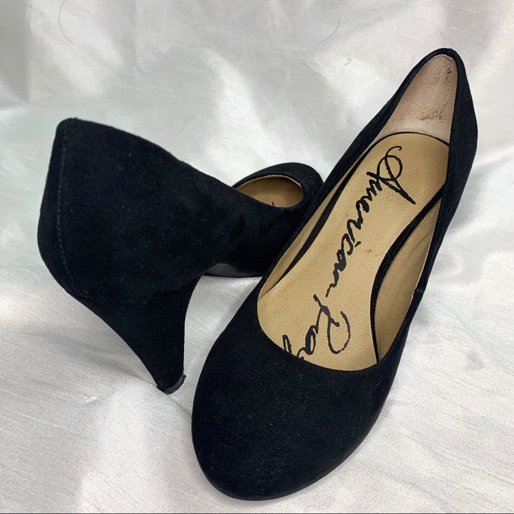 American Rag Black Faux Suede Short Heel Pumps